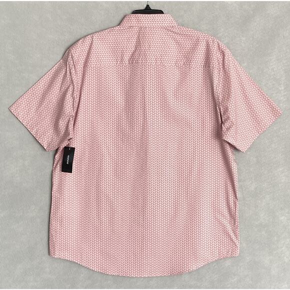 Alfani Men's Small Short Sleeve Button-Up Cotton Shirt Pink Geo Print NEW - Picture 5 of 10